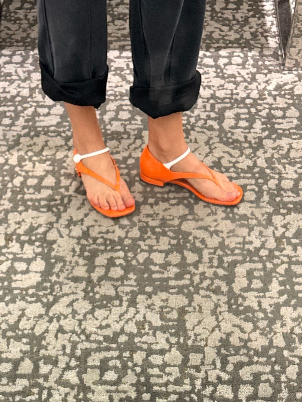 Miu Miu Orange Patent Leather Mary Jane Thong Sandals - Picture 8 of 8